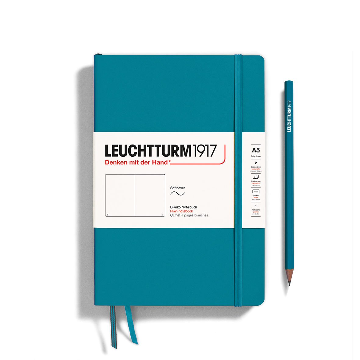 Leuchtturm1917 Not Defteri Orta Boy (A5), Yumuşak Kapak, 121 Numaralandırılmış Sayfa, Okyanus Mavi - Düz