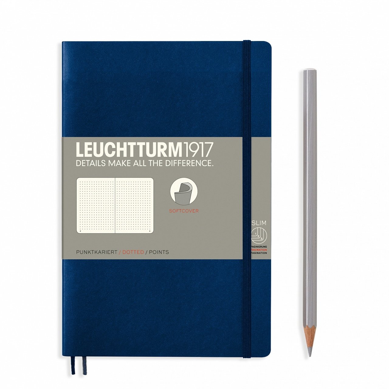Leuchtturm1917 Not Defteri Çanta Boy (B6+), Yumuşak Kapak, 123 Numaralandırılmış Sayfa, Lacivert - Noktalı