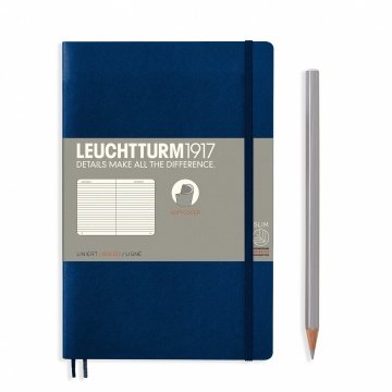 Leuchtturm1917 Not Defteri Çanta Boy (B6+), Yumuşak Kapak, 123 Numaralandırılmış Sayfa, Lacivert - Çizgili