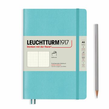 Leuchtturm1917 Not Defteri Orta Boy (A5), Yumuşak Kapak, 121 Numaralandırılmış Sayfa, Akuamarin - Noktalı