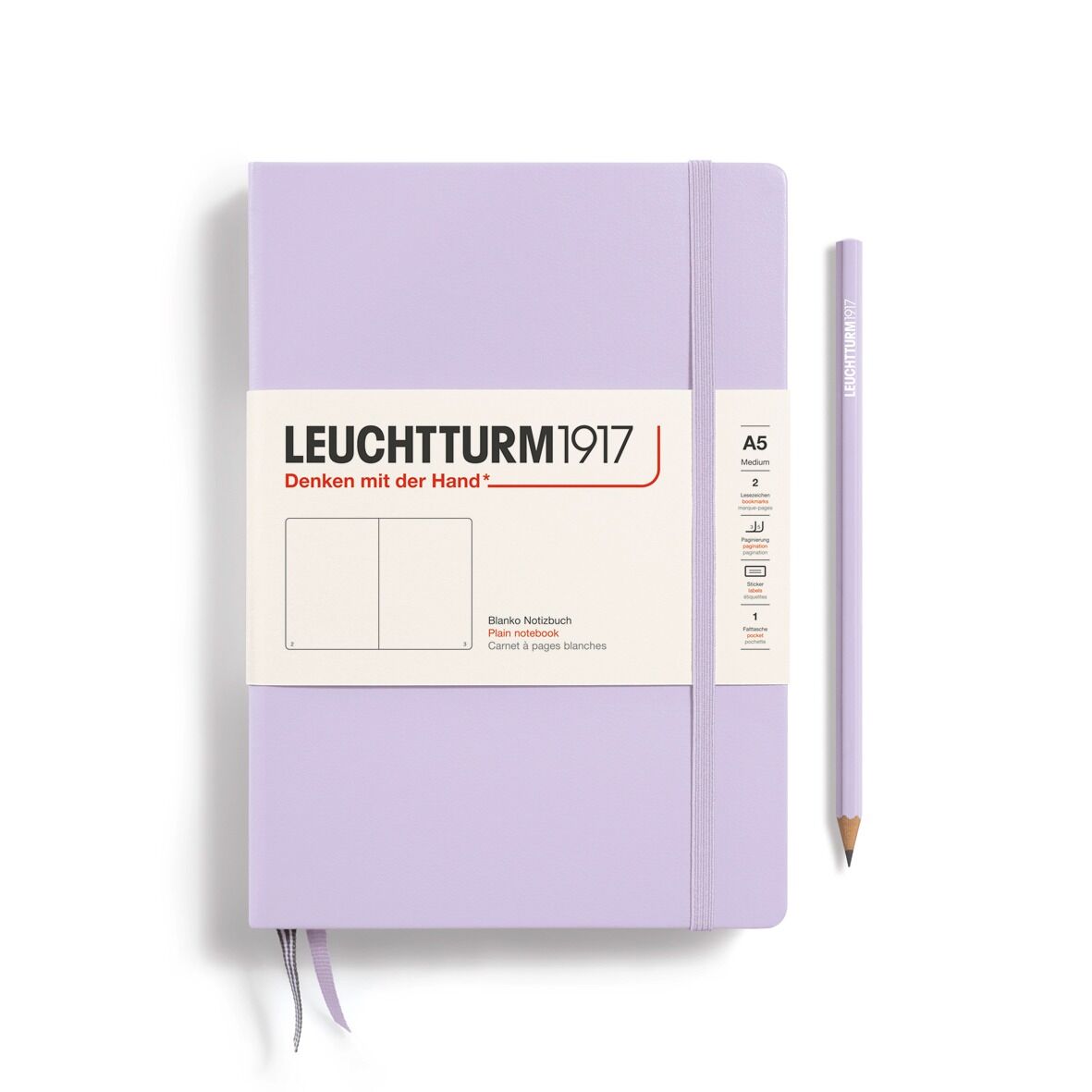 Leuchtturm1917 Not Defteri Orta Boy (A5), Sert Kapak, 251 Numaralandırılmış Sayfa, Leylak - Düz