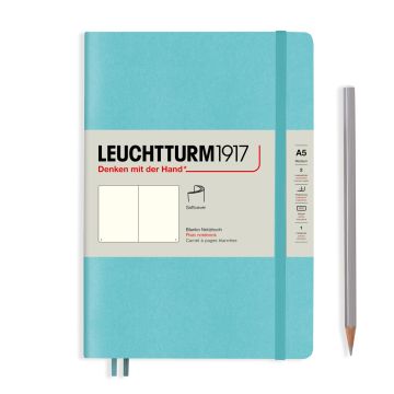 Leuchtturm1917 Not Defteri Orta Boy (A5), Yumuşak Kapak, 121 Numaralandırılmış Sayfa, Akuamarin - Düz