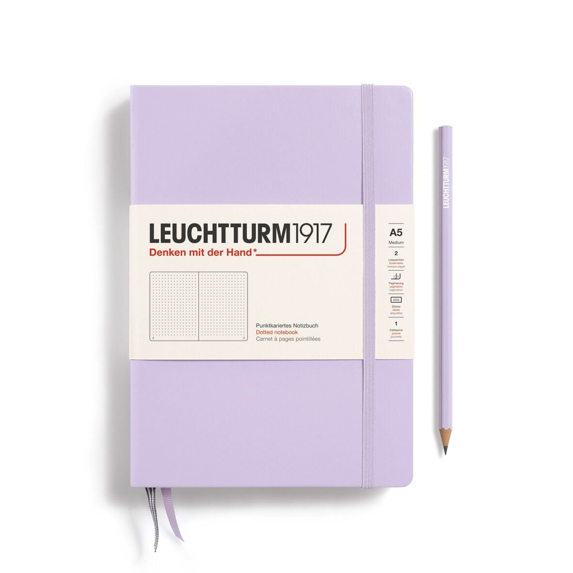 Leuchtturm1917 Not Defteri Orta Boy (A5), Sert Kapak, 251 Numaralandırılmış Sayfa, Leylak - Noktalı