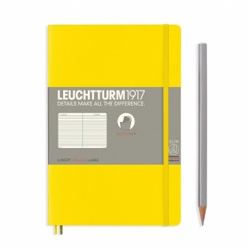 Leuchtturm1917 Not Defteri Çanta Boy (B6+), Yumuşak Kapak, 123 Numaralandırılmış Sayfa, Limon Sarı - Çizgili