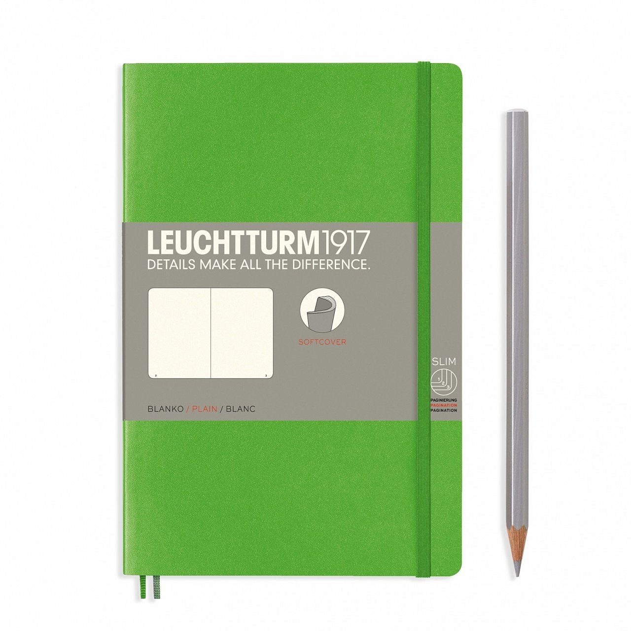 Leuchtturm1917 Not Defteri Çanta Boy (B6+), Yumuşak Kapak, 123 Numaralandırılmış Sayfa, Taze Yeşil - Düz