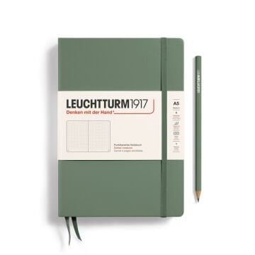 Leuchtturm1917 Not Defteri Orta Boy (A5), Sert Kapak, 251 Numaralandırılmış Sayfa, Zeytin Yeşili - Noktalı