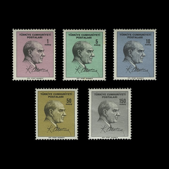 Atatürk Portreli Sürekli Posta Pulları (31 Aralık 1965) - Türkiye Cumhuriyeti Pul Koleksiyonu