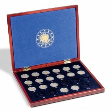 Leuchtturm VOLTERRA UNO EURO Madeni Para Özel Sunum Kutusu, 2 Euro'lar için 23 Adet Kapasite, 30. Yıl Avrupa Birliği Bayrağı ile