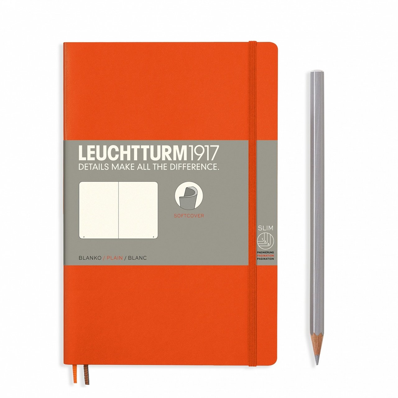 Leuchtturm1917 Not Defteri Çanta Boy (B6+), Yumuşak Kapak, 123 Numaralandırılmış Sayfa, Turuncu - Düz