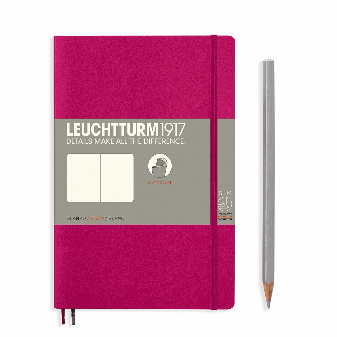 Leuchtturm1917 Not Defteri Çanta Boy (B6+), Yumuşak Kapak, 123 Numaralandırılmış Sayfa, Vişne - Düz