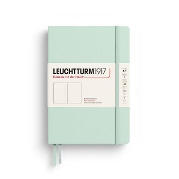 Leuchtturm1917 Not Defteri Orta Boy (A5), Sert Kapak, 251 Numaralandırılmış Sayfa, Nane Yeşili - Düz