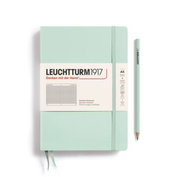Leuchtturm1917 Not Defteri Orta Boy (A5), Sert Kapak, 251 Numaralandırılmış Sayfa, Nane Yeşili - Kareli