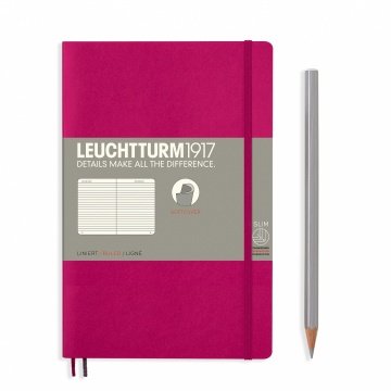 Leuchtturm1917 Not Defteri Çanta Boy (B6+), Yumuşak Kapak, 123 Numaralandırılmış Sayfa, Vişne - Çizgili