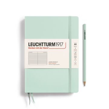 Leuchtturm1917 Not Defteri Orta Boy (A5), Sert Kapak, 251 Numaralandırılmış Sayfa, Nane Yeşili - Çizgili