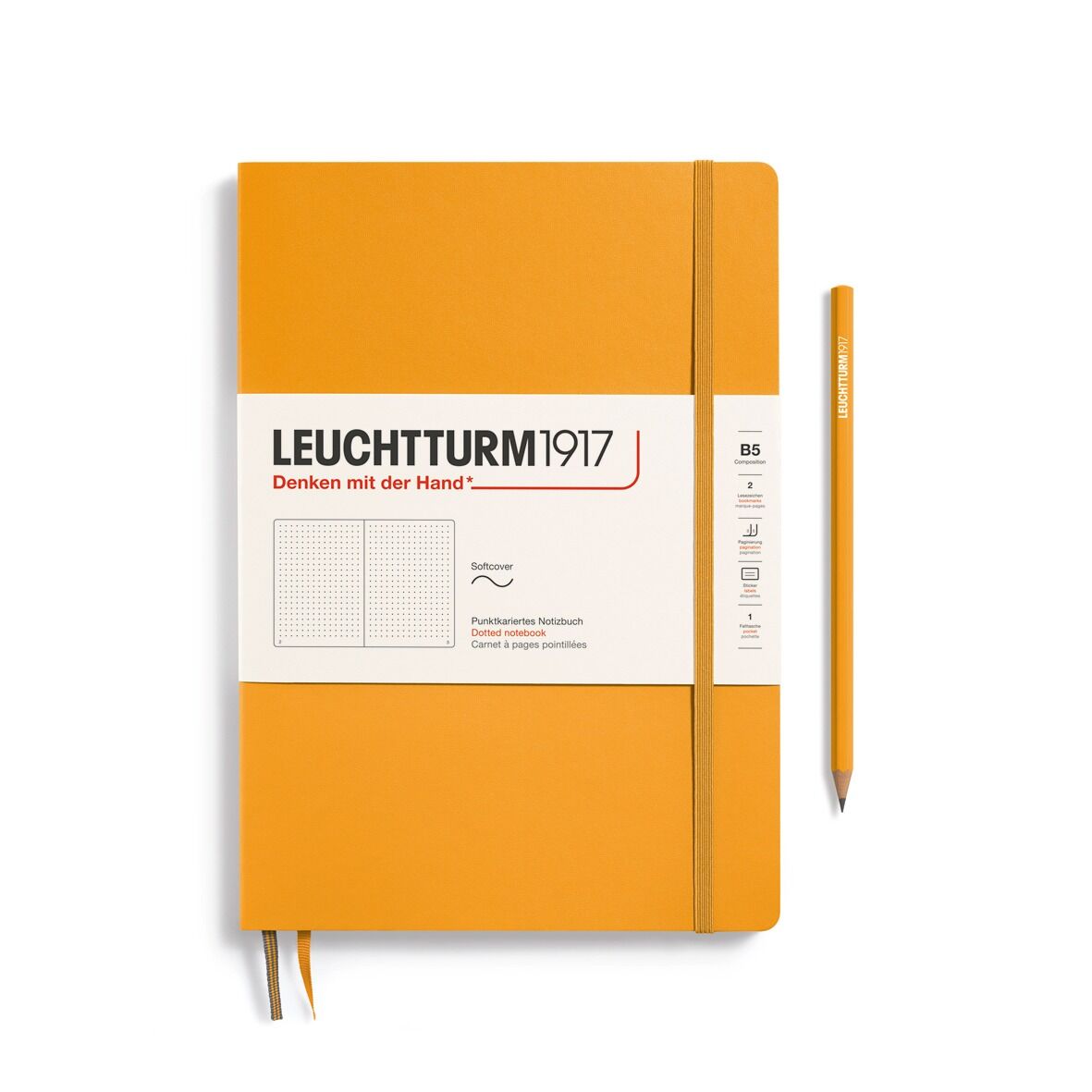 Leuchtturm1917 Not Defteri Tablet Boy (B5), Yumuşak Kapak, 123 Numaralandırılmış Sayfa, Gündoğumu Sarı - Noktalı