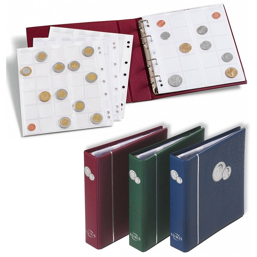 Leuchtturm Numis F, 5 Adet Numis Madeni Para Yaprağı İle Beraber Kasetsiz - Bordo