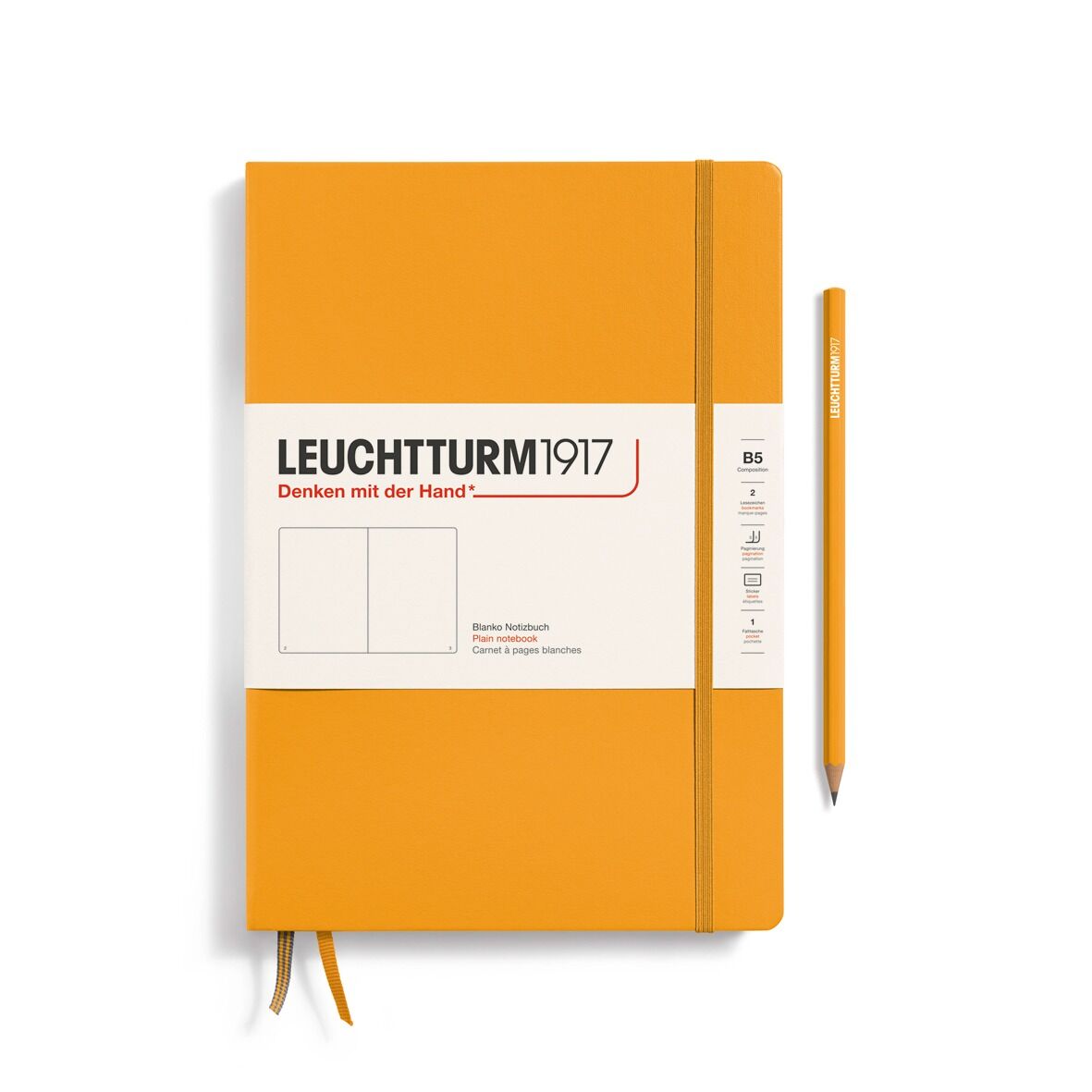 Leuchtturm1917 Not Defteri Tablet Boy (B5), Sert Kapak, 219 Numaralandırılmış Sayfa Gündoğumu Sarı - Düz