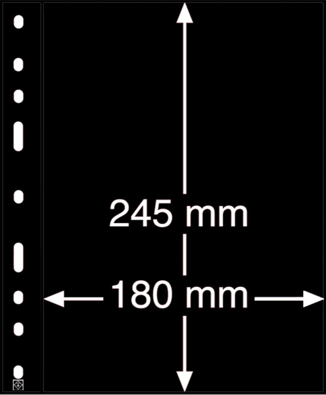 Leuchtturm OPTIMA ''Şeffaf'' ve ''Siyah'' Yapraklar, 1S (245x180mm) (Siyah Zemin)