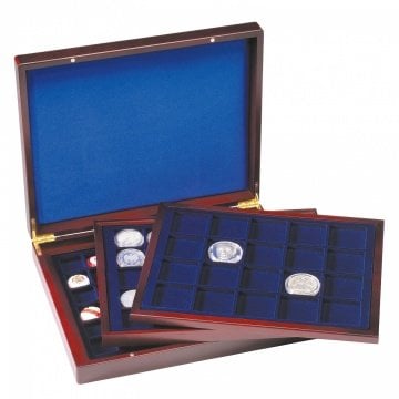 Leuchtturm Volterra Ahşap Madeni Para Sunum Kutusu,  98 Adet Kapasiteli, 30 - 39 - 48 mm Çaplı Ürünler için