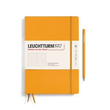 Leuchtturm1917 Not Defteri Tablet Boy (B5), Sert Kapak, 219 Numaralandırılmış Sayfa Gündoğumu Sarı - Noktalı
