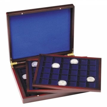 Leuchtturm Volterra Ahşap Madeni Para Sunum Kutusu,  90 Adet Kapasiteli, 39 mm Çaplı Ürünler için (Kapsülsüz)