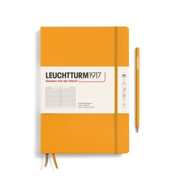 Leuchtturm1917 Not Defteri Tablet Boy (B5), Sert Kapak, 219 Numaralandırılmış Sayfa Gündoğumu Sarı - Çizgili