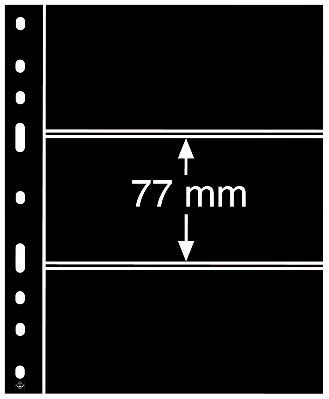 Leuchtturm OPTIMA ''Şeffaf'' ve ''Siyah'' Yapraklar, 3S (77x180mm) (Siyah Zemin)