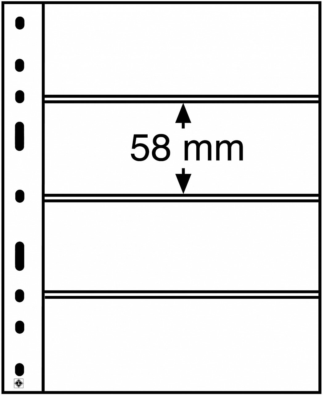 Leuchtturm OPTIMA ''Şeffaf'' ve ''Siyah'' Yapraklar, 4C (58x180mm) (Şeffaf Zemin)