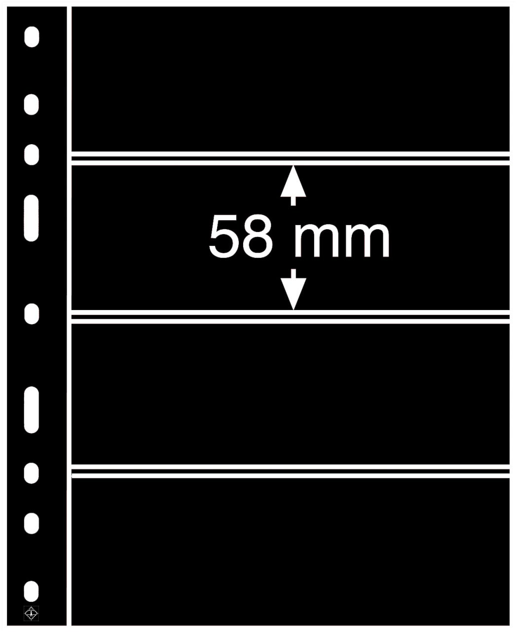 Leuchtturm OPTIMA ''Şeffaf'' ve ''Siyah'' Yapraklar, 4S (58x180mm) (Siyah Zemin)
