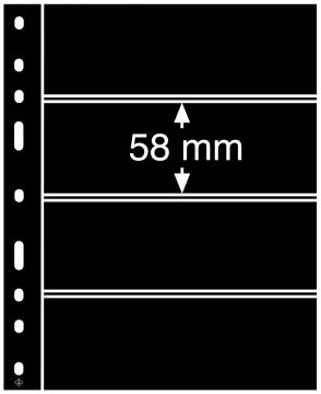Leuchtturm OPTIMA ''Şeffaf'' ve ''Siyah'' Yapraklar, 4S (58x180mm) (Siyah Zemin)