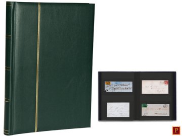 PULKO HistorY 1970 Zarf Koleksiyonu İçin A4+ Boyut, 15 yaprak, 30 sayfa, 60 Adet Bölme (Siyah Zemin) - Koyu Yeşil