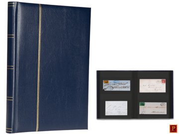 PULKO HistorY 1970 Zarf Koleksiyonu İçin A4+ Boyut, 15 yaprak, 30 sayfa, 60 Adet Bölme (Siyah Zemin) - Lacivert