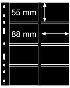 Leuchtturm OPTIMA ''Şeffaf'' ve ''Siyah'' Yapraklar, 4VS (55x88mm) (Siyah Zemin)