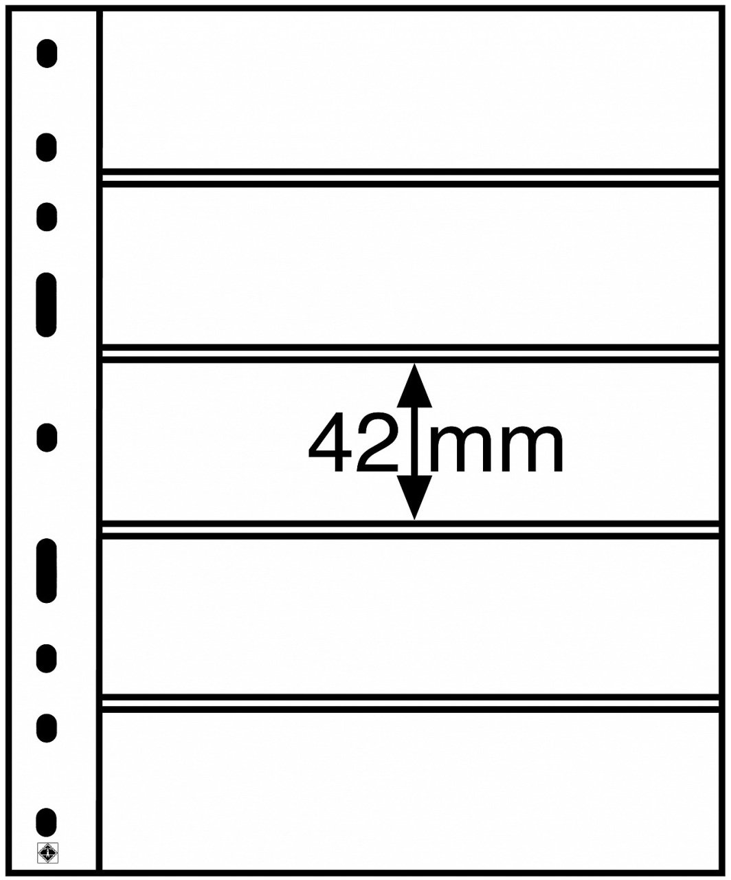 Leuchtturm OPTIMA ''Şeffaf'' ve ''Siyah'' Yapraklar, 5C (42x180mm) (Şeffaf Zemin)