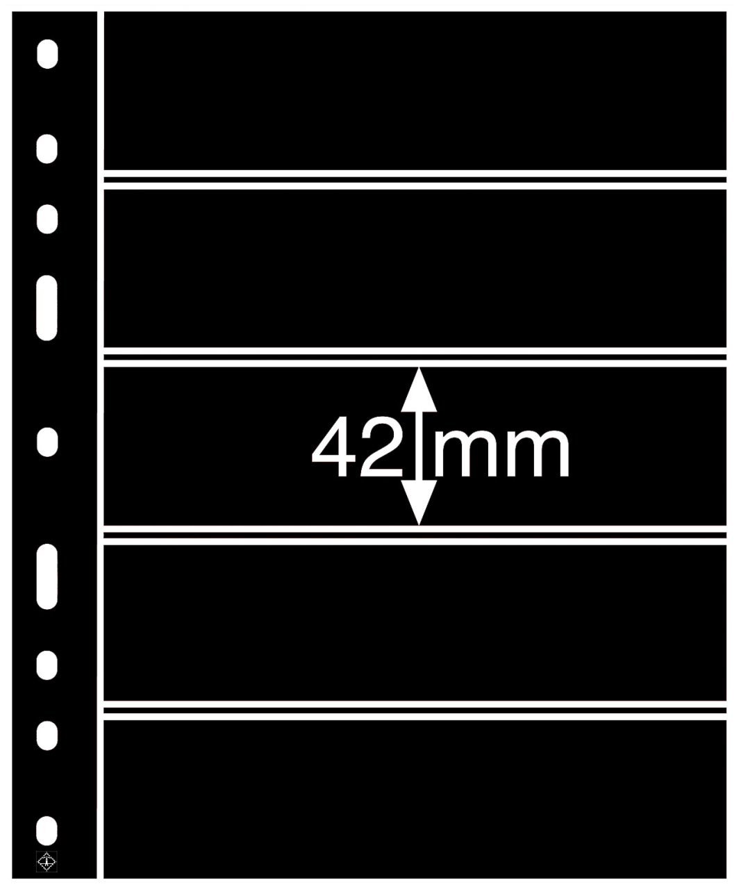 Leuchtturm OPTIMA ''Şeffaf'' ve ''Siyah'' Yapraklar, 5S (42x180mm) (Siyah Zemin)