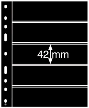 Leuchtturm OPTIMA ''Şeffaf'' ve ''Siyah'' Yapraklar, 5S (42x180mm) (Siyah Zemin)