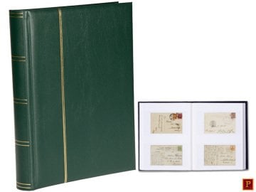 PULKO HistorY 1970 Zarf Koleksiyonu İçin A4+ Boyut, 32 yaprak, 64 sayfa, 128 Adet Bölme (Beyaz Zemin) - Koyu Yeşil