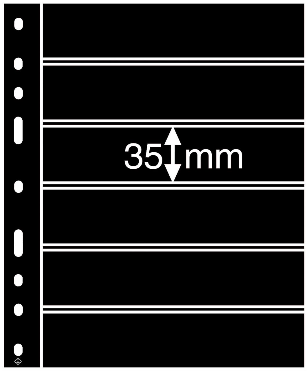 Leuchtturm OPTIMA ''Şeffaf'' ve ''Siyah'' Yapraklar, 6S (35x180mm) (Siyah Zemin)