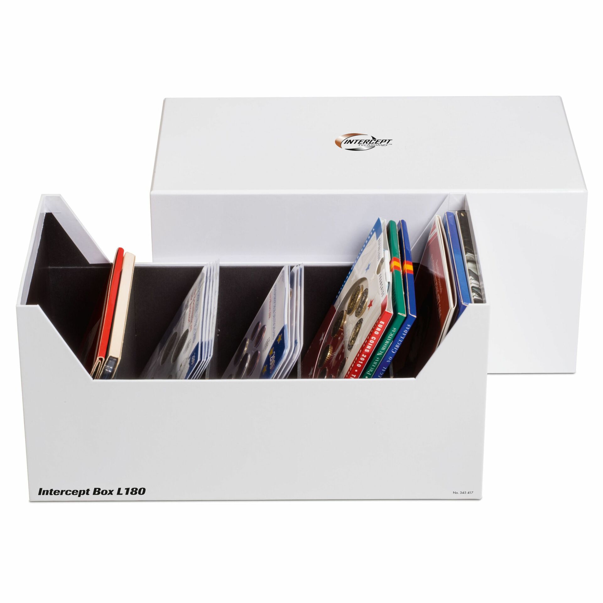 Leuchtturm Intercept L180 Madeni Para Setleri, Posta Kartları, Kartpostallar ve Koleksiyon Dökümanları için Kutu, (80x160mm Maksimum iç Kapasite Boyutu)