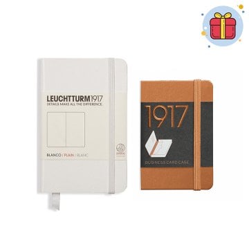 PULKO Pocket Hediye Seti (Leuchtturm1917 A7 Sert Kapak Not Defteri Düz Beyaz + Leuchtturm1917 Kartvizitlik)