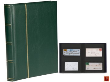 PULKO HistorY 1970 Zarf Koleksiyonu İçin A4+ Boyut, 32 yaprak, 64 sayfa, 128 Adet Bölme (Siyah Zemin) - Koyu Yeşil