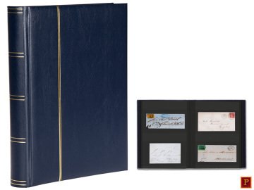 PULKO HistorY 1970 Zarf Koleksiyonu İçin A4+ Boyut, 32 yaprak, 64 sayfa, 128 Adet Bölme (Siyah Zemin) - Lacivert