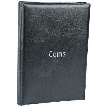 PULKO HistorY 1970 Madeni Para Klasik Cep Albümü 96 (155x205), 8 Yaprak, Her Yaprakta 40mm Çapında 12 Cep'li, Toplamda 96 Adet Madeni Para Kapasiteli, Siyah