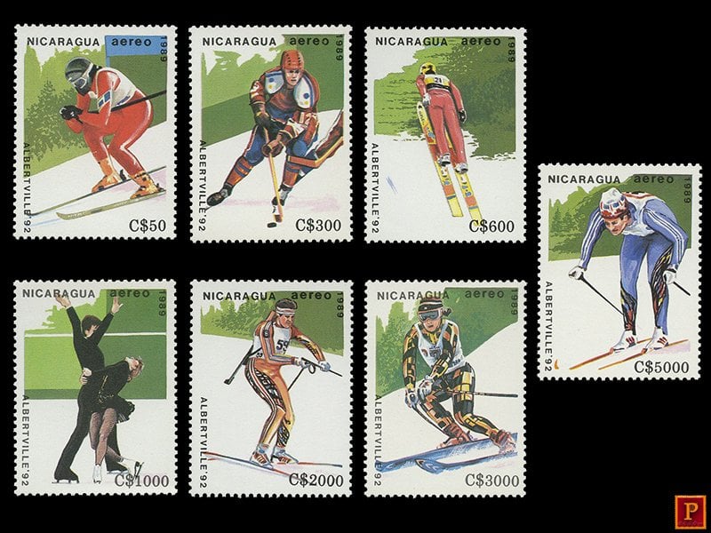 PULKO HistorY 1970 Nikaragua - 1989 - Spor (Kış Sporları) Temalı Pul Koleksiyonu