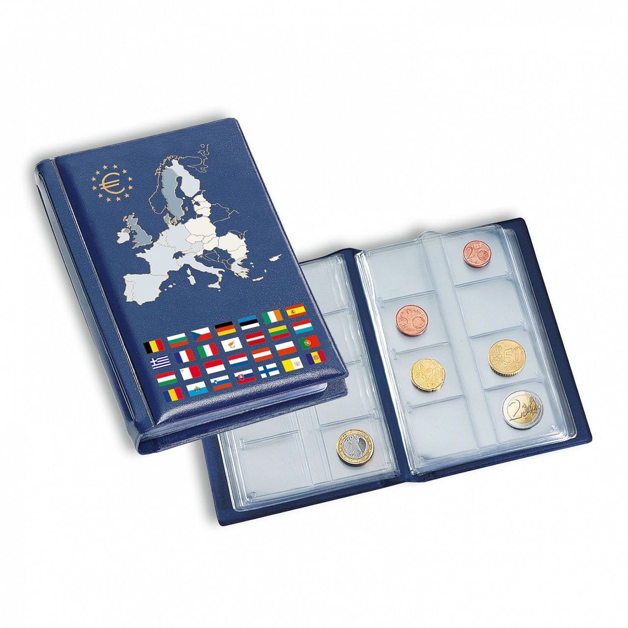 Leuchtturm ROUTE EURO Madeni Para Cep Albümü (120x165), 12 Yaprak, Yaprakta 33mm Çapında 8 Cep'li