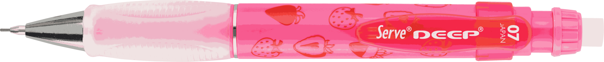 SERVE Deep Meyve Temalı Mekanik Kurşun Kalem 0.7 mm, Fosforlu Pembe (Çilek)