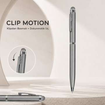 Clip Motion Tükenmez Kalem, Mat Gümüş