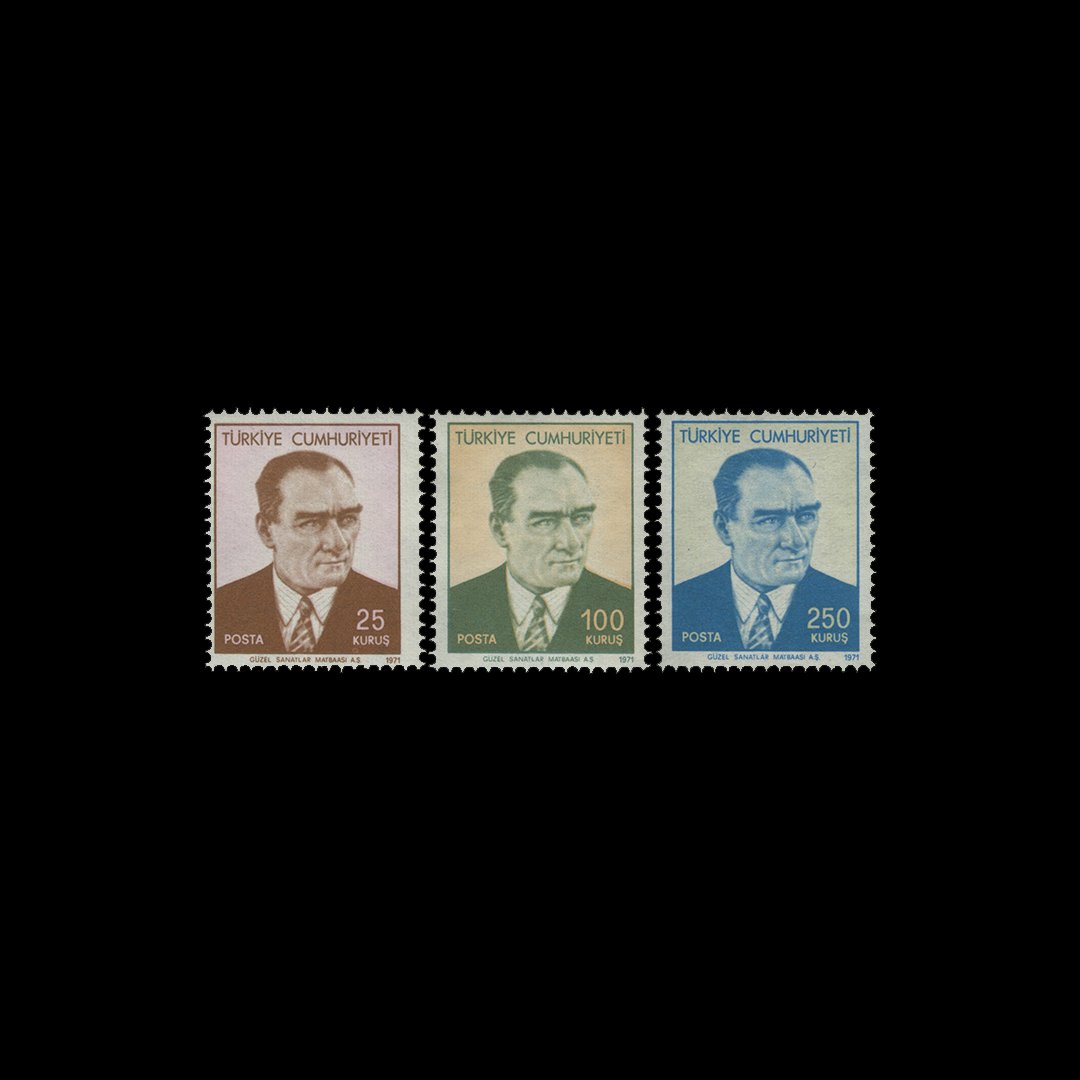 Atatürk Sürekli Seri Pulları (15 Mayıs 1971) - Türkiye Cumhuriyeti Pul Koleksiyonu
