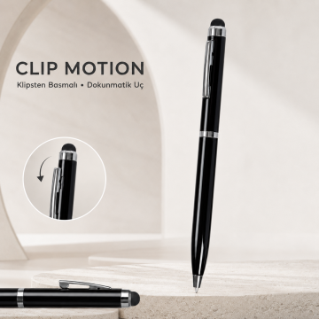 Clip Motion Tükenmez Kalem, Parlak Siyah