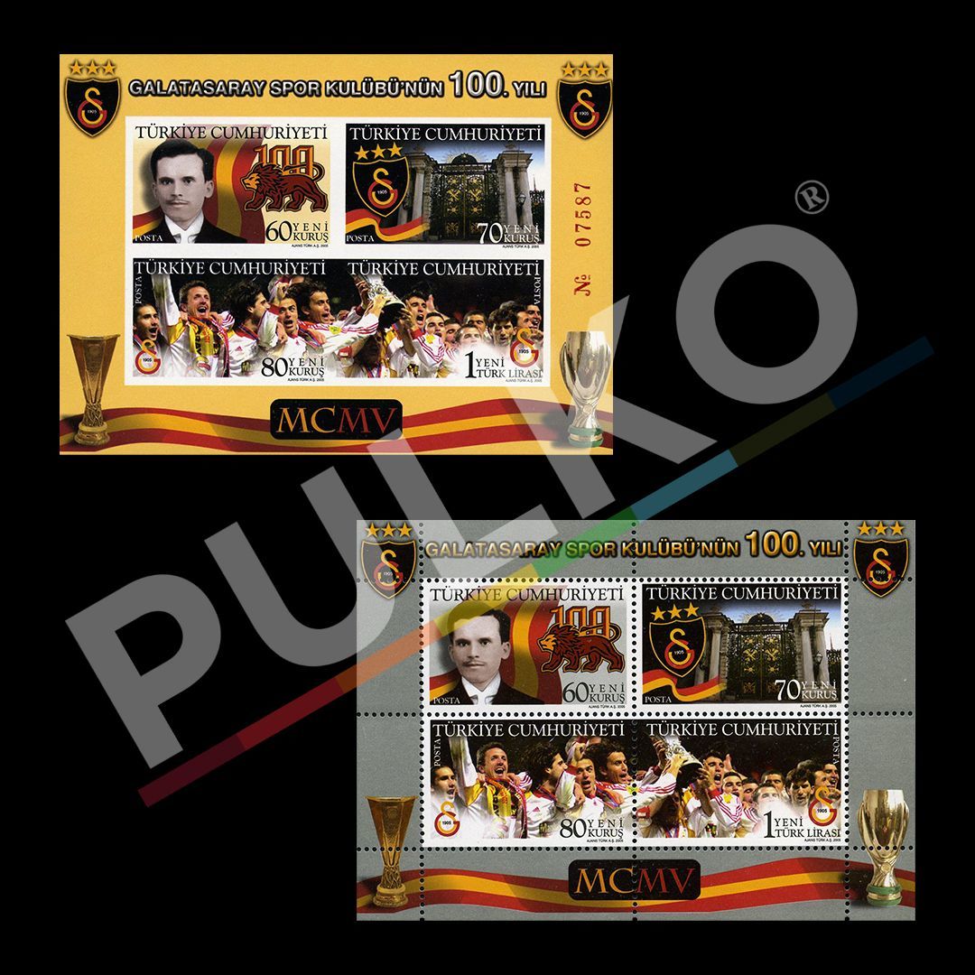 Galatasaray Spor Kulübünün 100. Yılı Hatıra Blok (11 Ekim 2005) - Türkiye Cumhuriyeti Pul Koleksiyonu